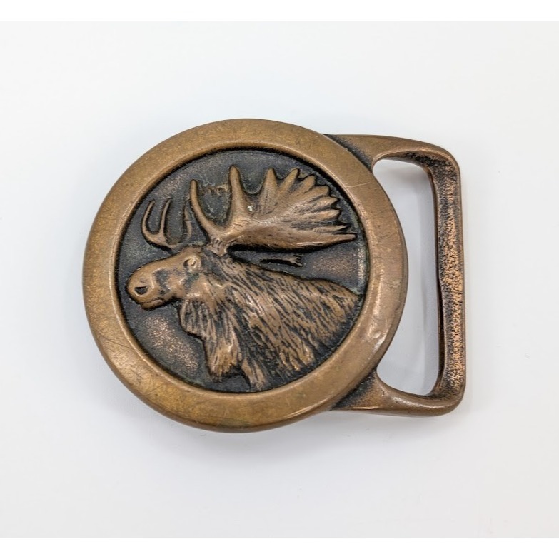 Vtg 1978 Tech Ether Guild Moose Solid Brass Belt Buckle Wildlife Made In Usa